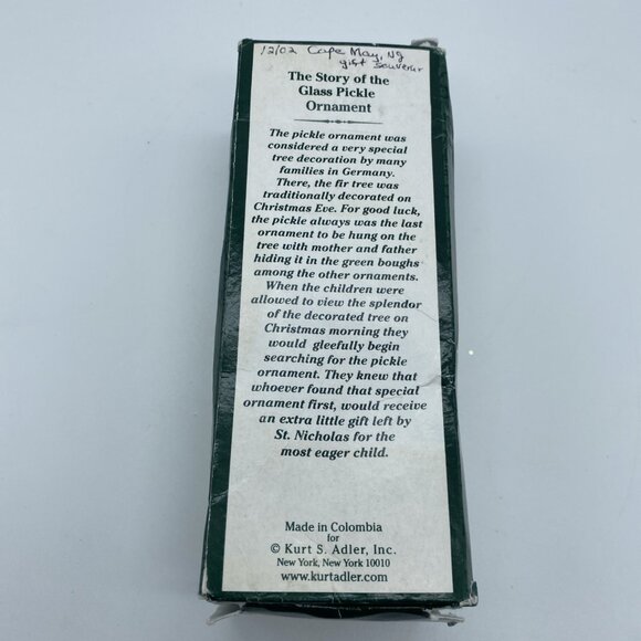 Kurt Adler Glass Pickle Ornament - Kringle Glass - Includes Story - Picture 9 of 10